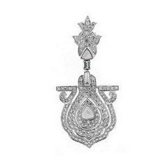 2.65 ct Pear Rose Cut Diamond with White Diamond Pendant in 18K Gold