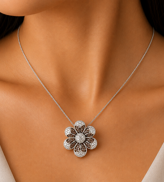 1.18 ct Round Mix Color Diamond Pendant in 18K Gold