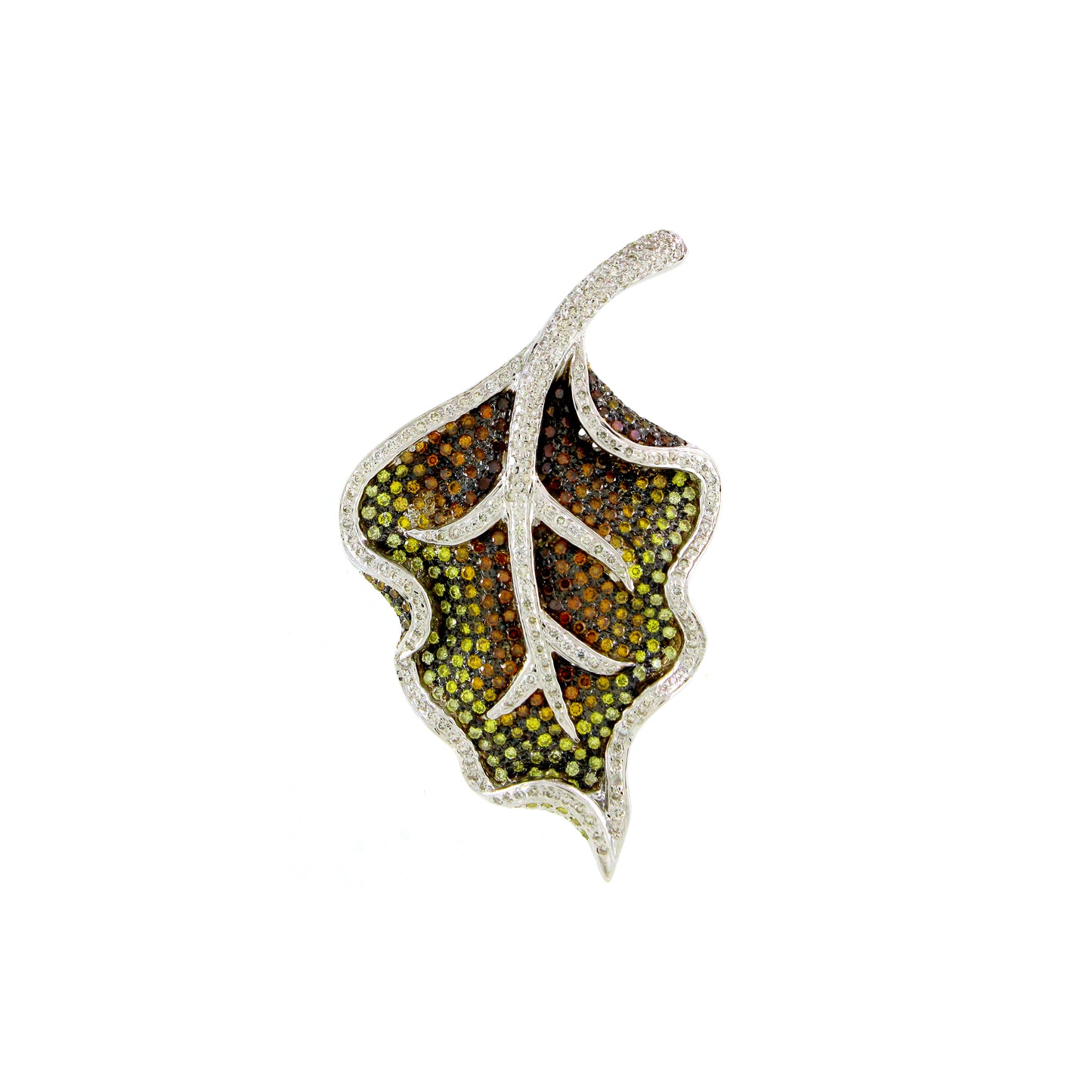 2.53 ct Round Mix Color Diamond Pendant in 14K Gold