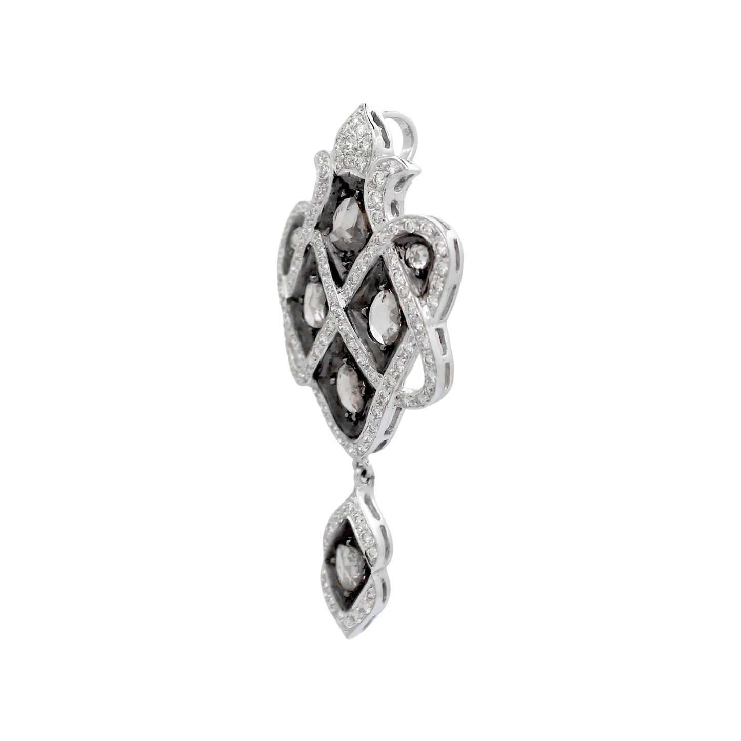 18K Gold Mix Color Diamond Pave Pendant pear 10.39g