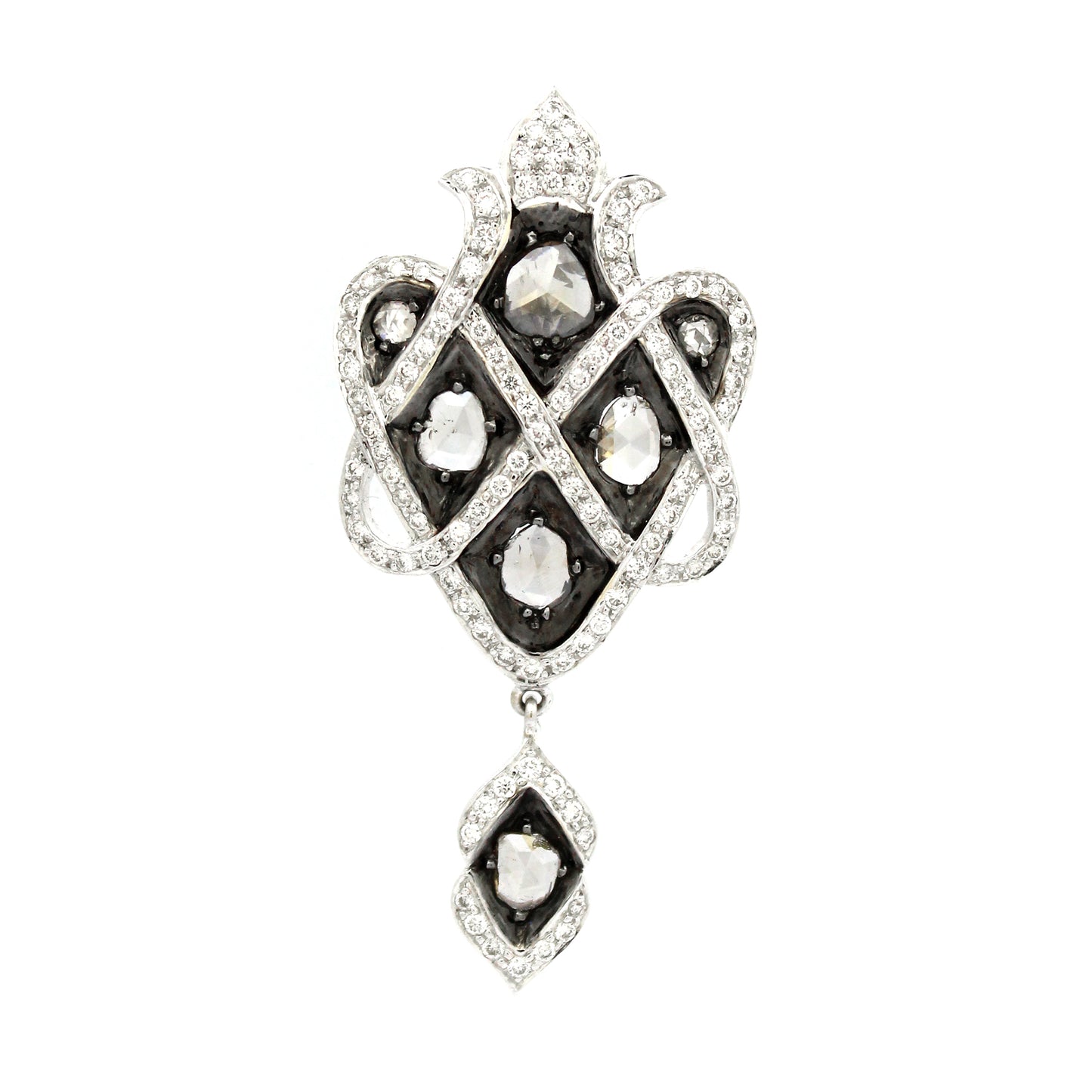 18K Gold Mix Color Diamond Pave Pendant pear 10.39g