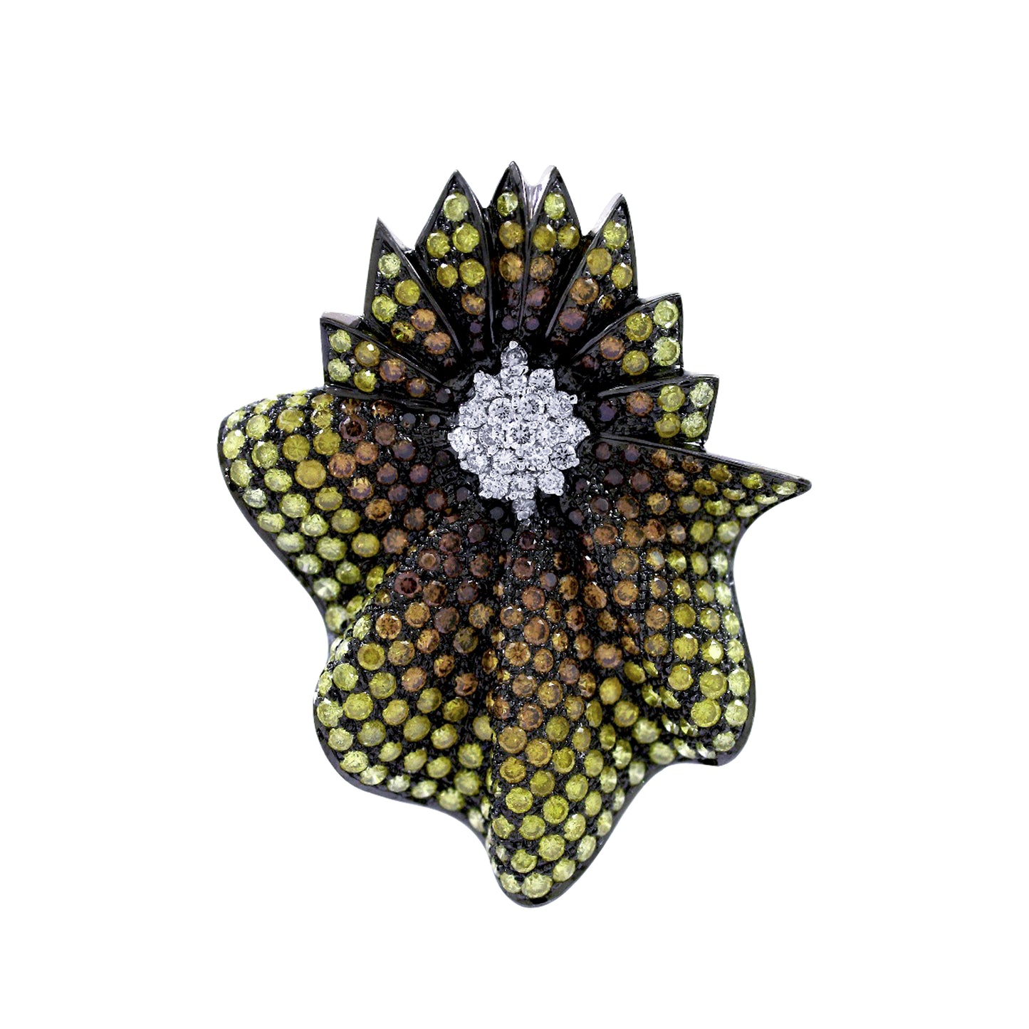 9.26 ct Round Mix Color Diamond Pendant in 18k Gold