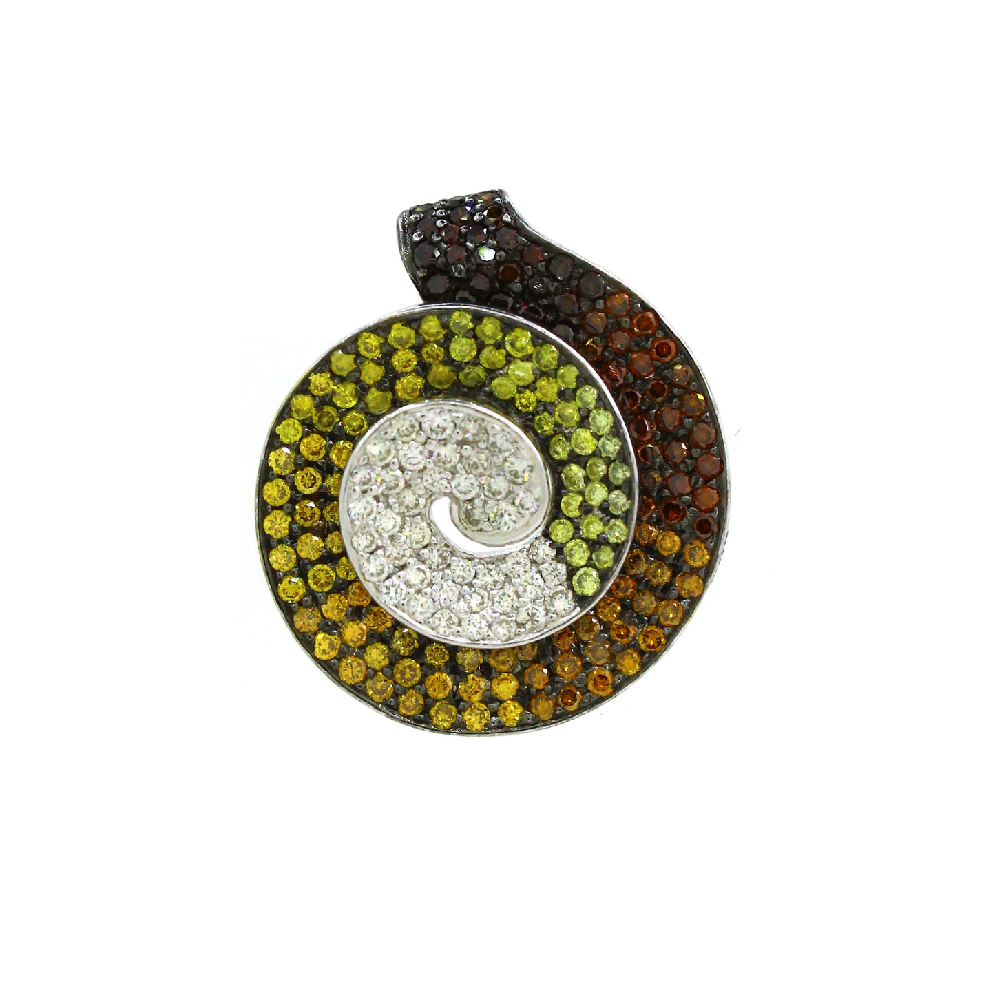 2.49 ct Round Mix Color Diamond Pendant in 18K Gold