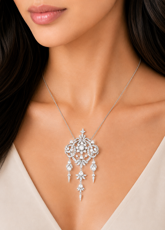 8.5 Carat White Diamond Pendant in 18K Gold