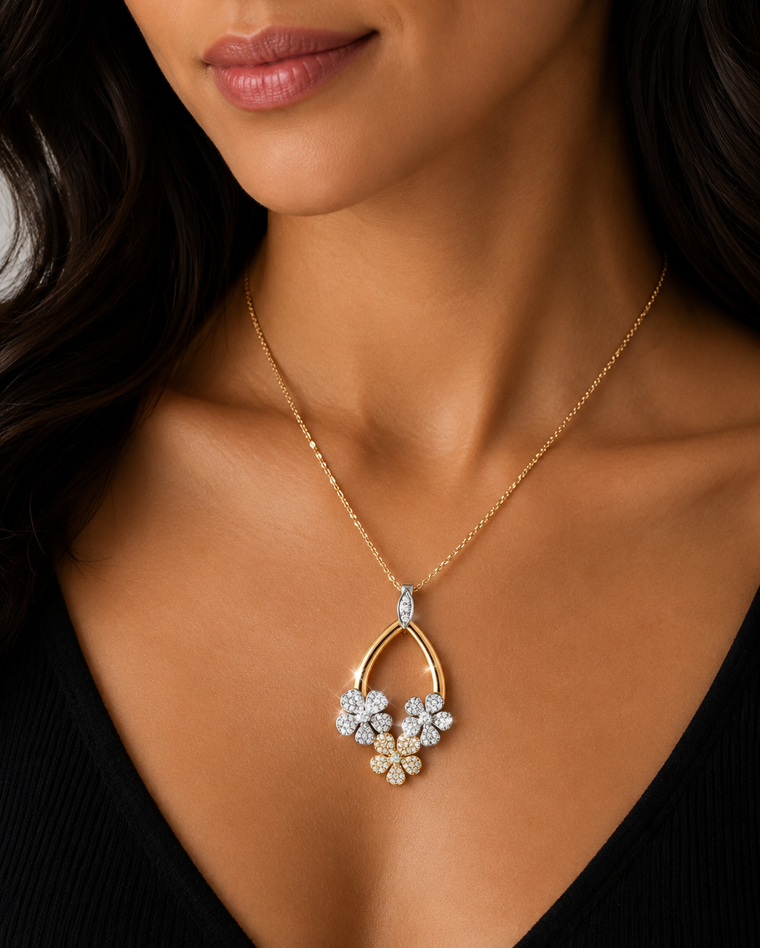 0.74 ct Round White Diamond Pendant in 18K Gold
