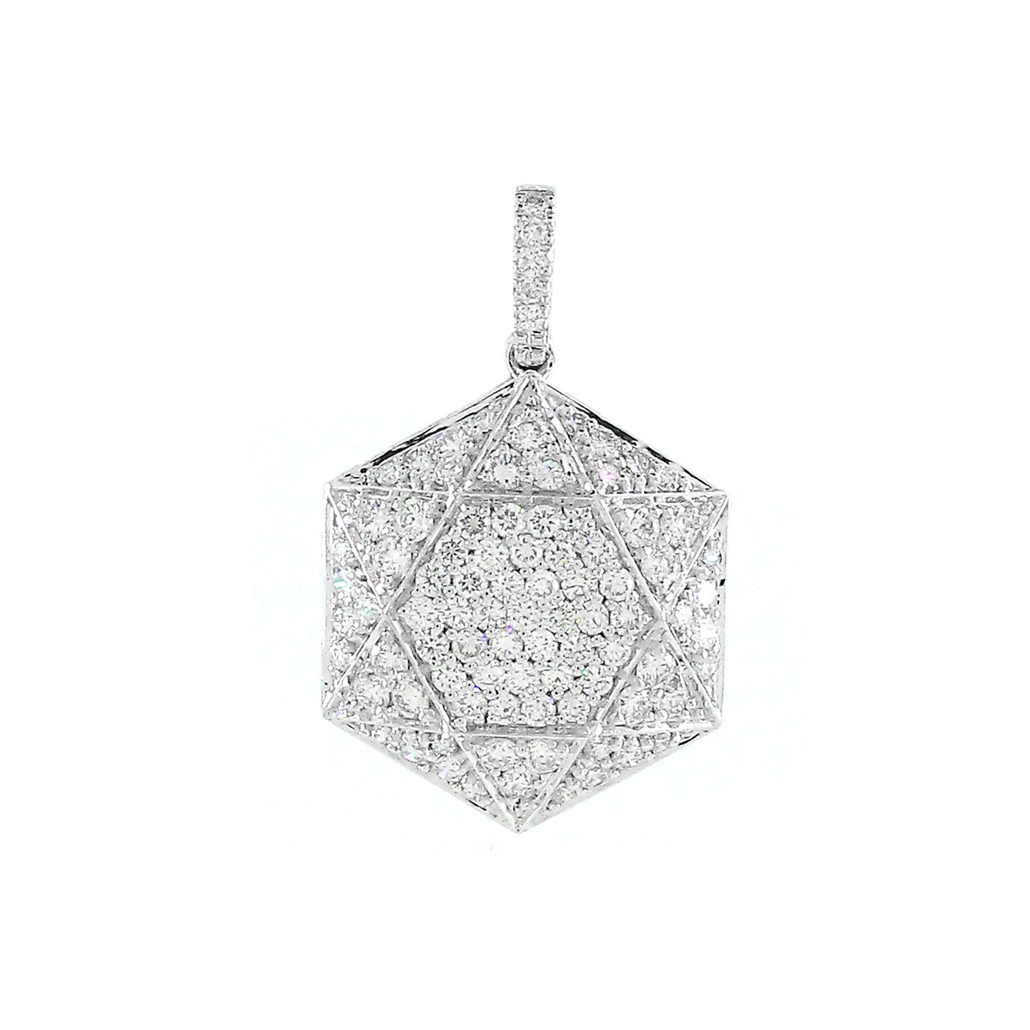18K Gold White Diamond Modern Pendant Center Diamond