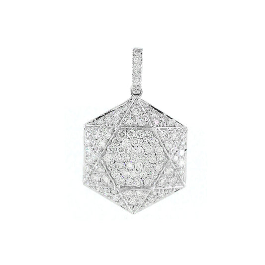 18K Gold White Diamond Modern Pendant Center Diamond