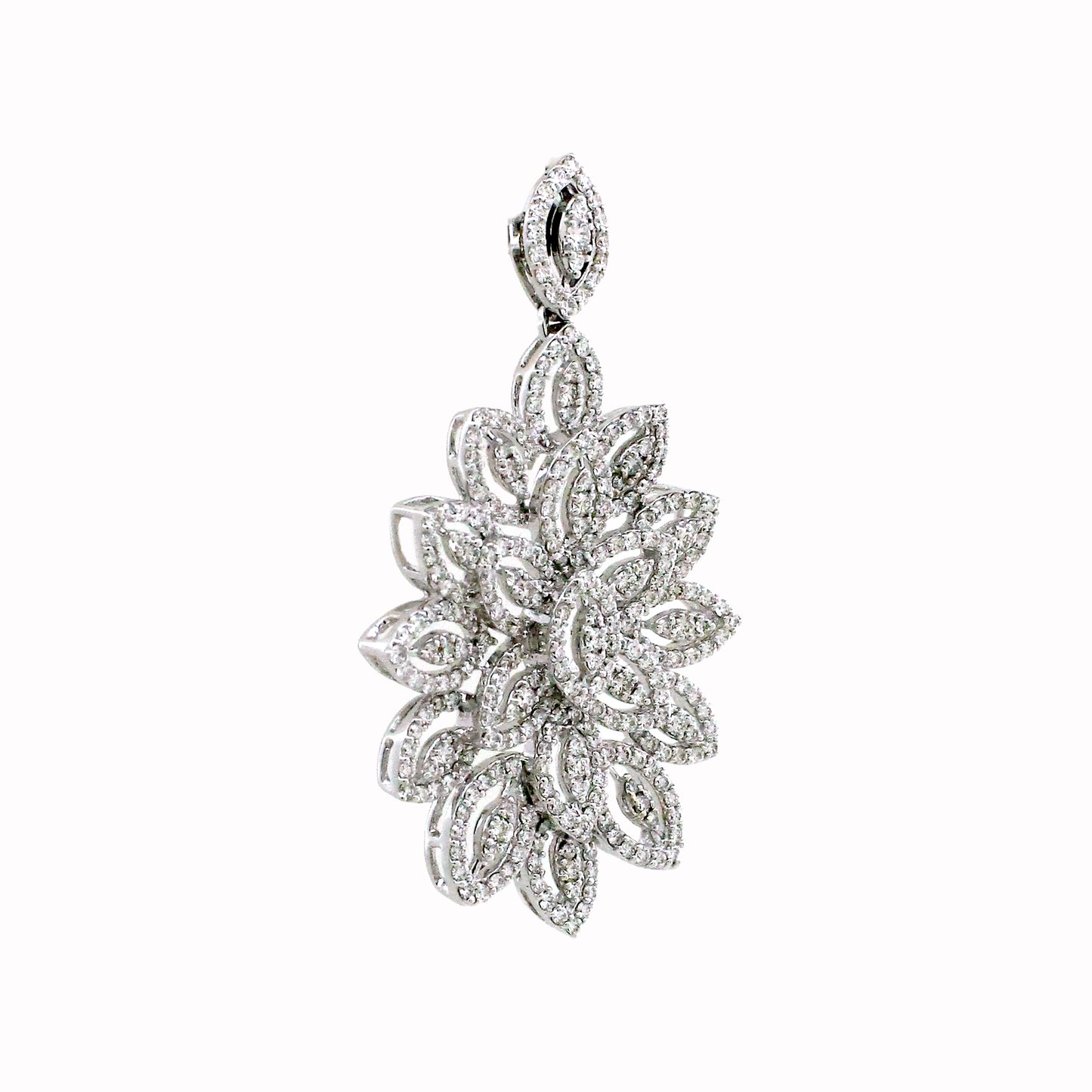 2.2 carat white diamond floral pendant marquise shape 18K