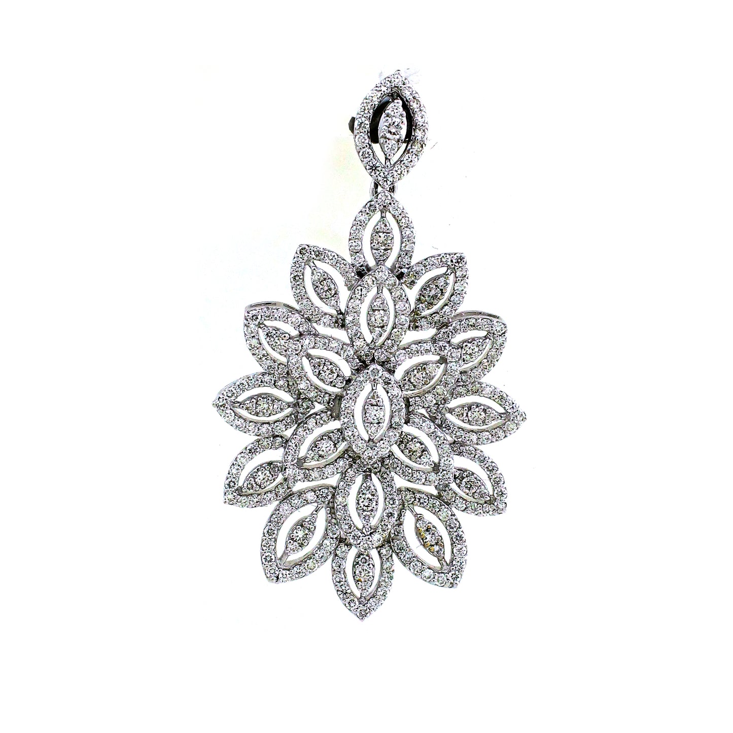 2.2 carat white diamond floral pendant marquise shape 18K