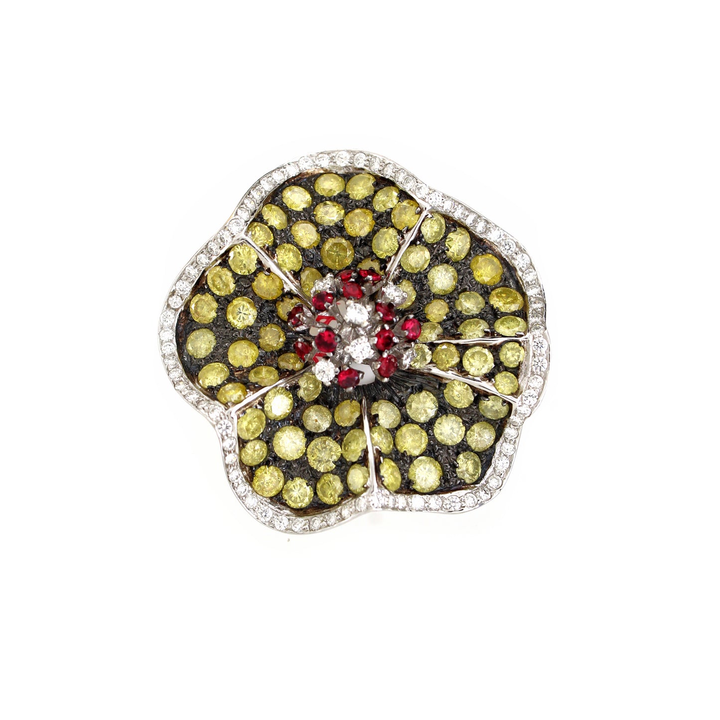 18K Gold Mix Color Diamond Modern Pendant 18.70gm