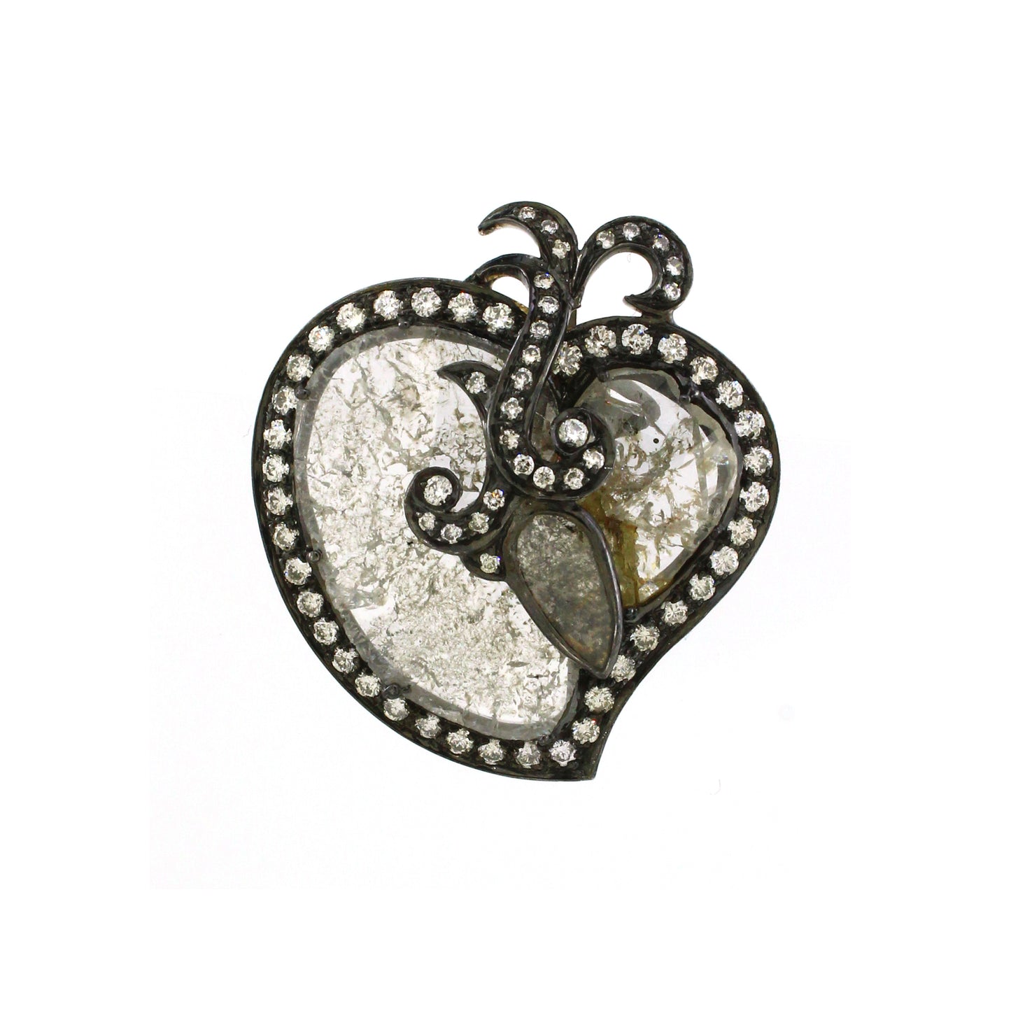 7.51 ct Heart Mix Color Diamond Pendant in 18K Gold