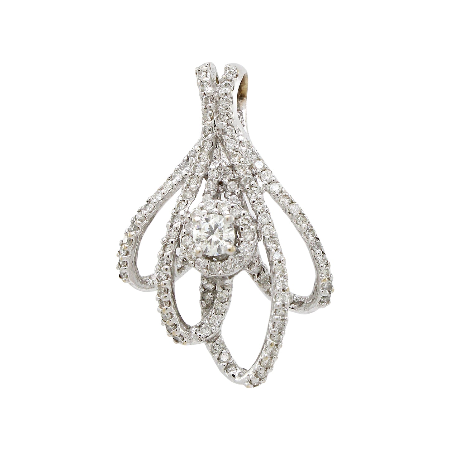 18K White Diamond Modern Pendant Round Center 4.51g