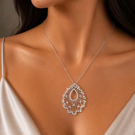 1.49 ct Pear White Diamond Pendant in 18K Gold