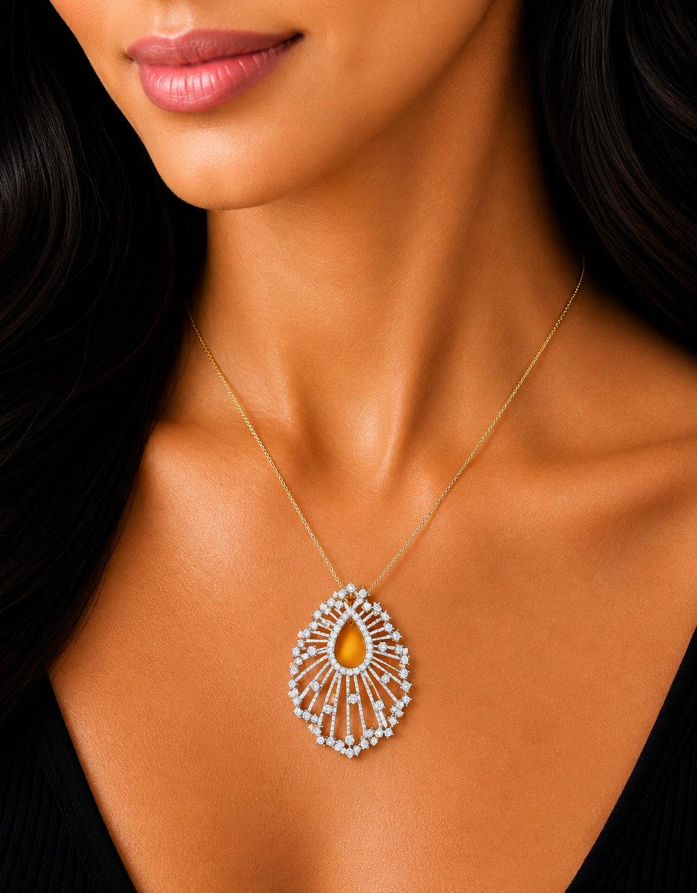 1.49 ct Pear White Diamond Pendant in 18K Gold