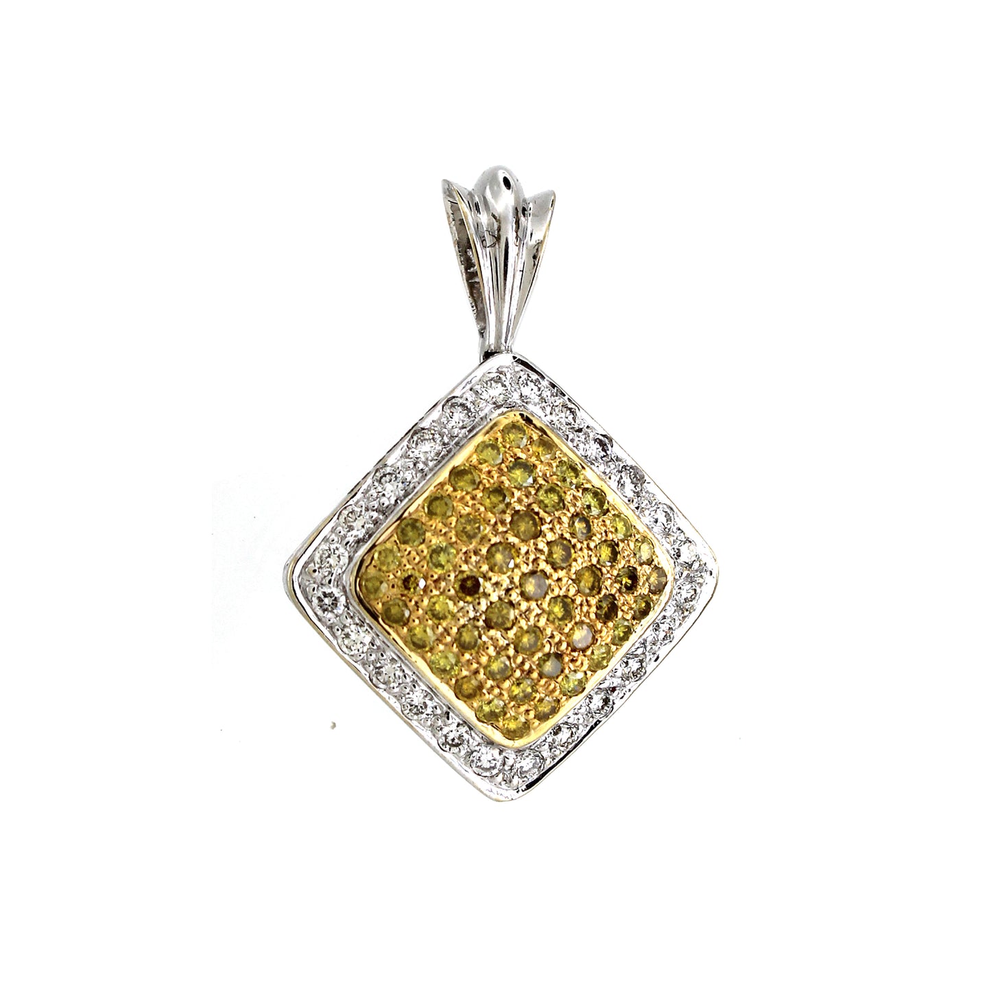 18K Gold Mix Color Diamond Halo Pendant Round 4.51g