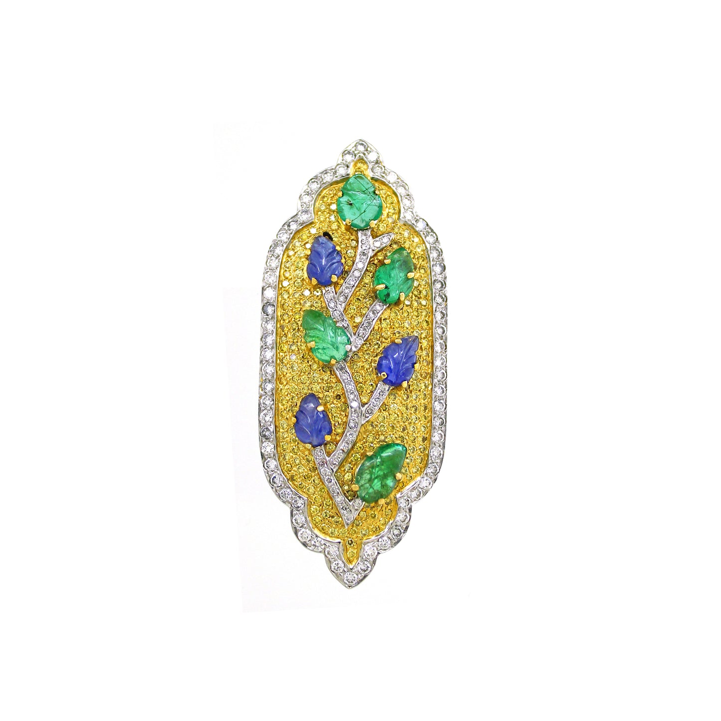 2.70 ct Pear Mix Color Diamond with Mix Color Diamond Pendant in 18K Gold