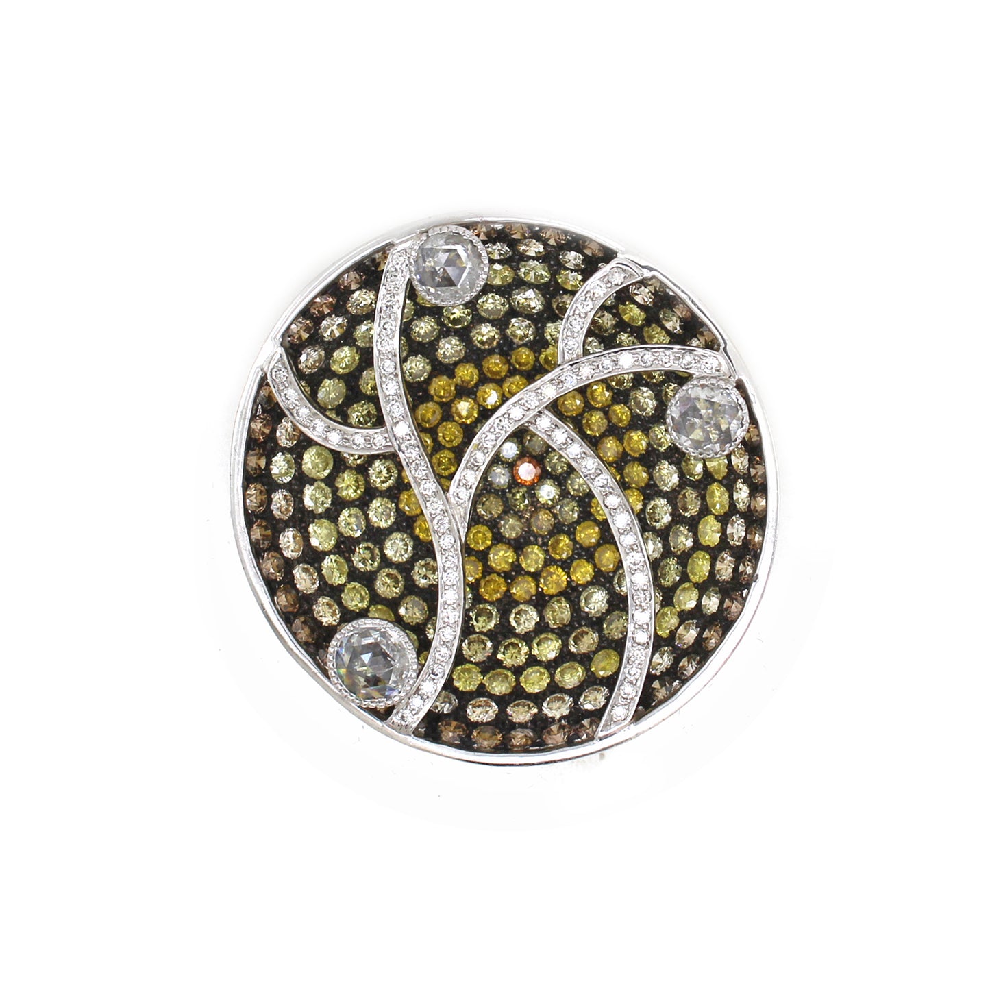 18K Mix Color Diamond Modern Pendant round 22.40g