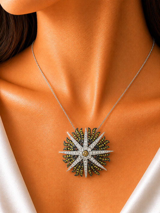 2.24 ct Round Mix Color Diamond Pendant in 18K Gold