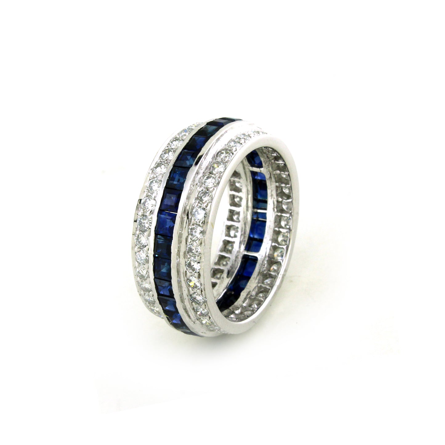 1.71 ct Princess Sapphire with White Diamond Ring in 18K Gold