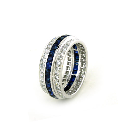 1.71 ct Princess Sapphire with White Diamond Ring in 18K Gold