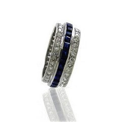 1.71 ct Princess Sapphire with White Diamond Ring in 18K Gold