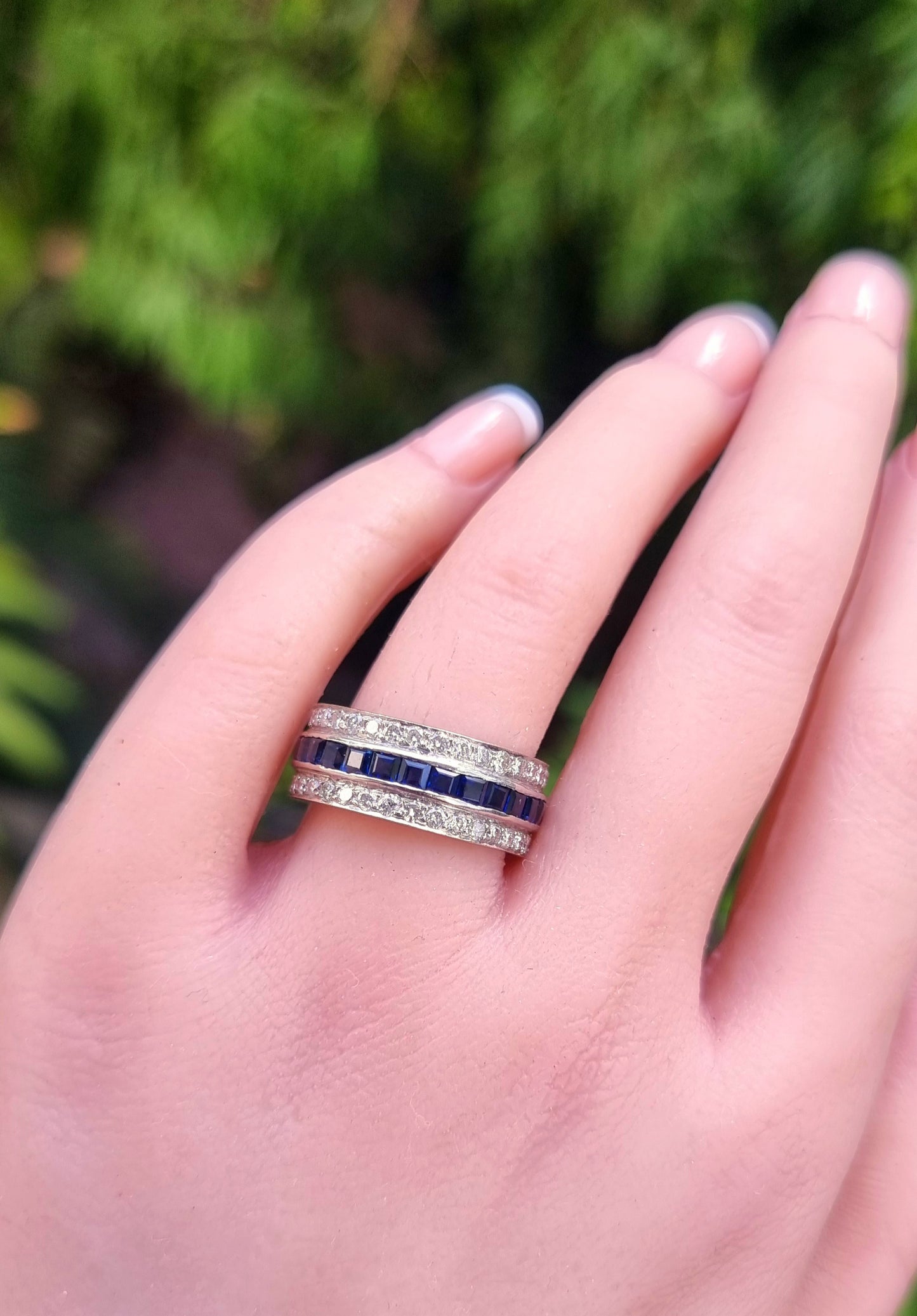 1.71 ct Princess Sapphire with White Diamond Ring in 18K Gold