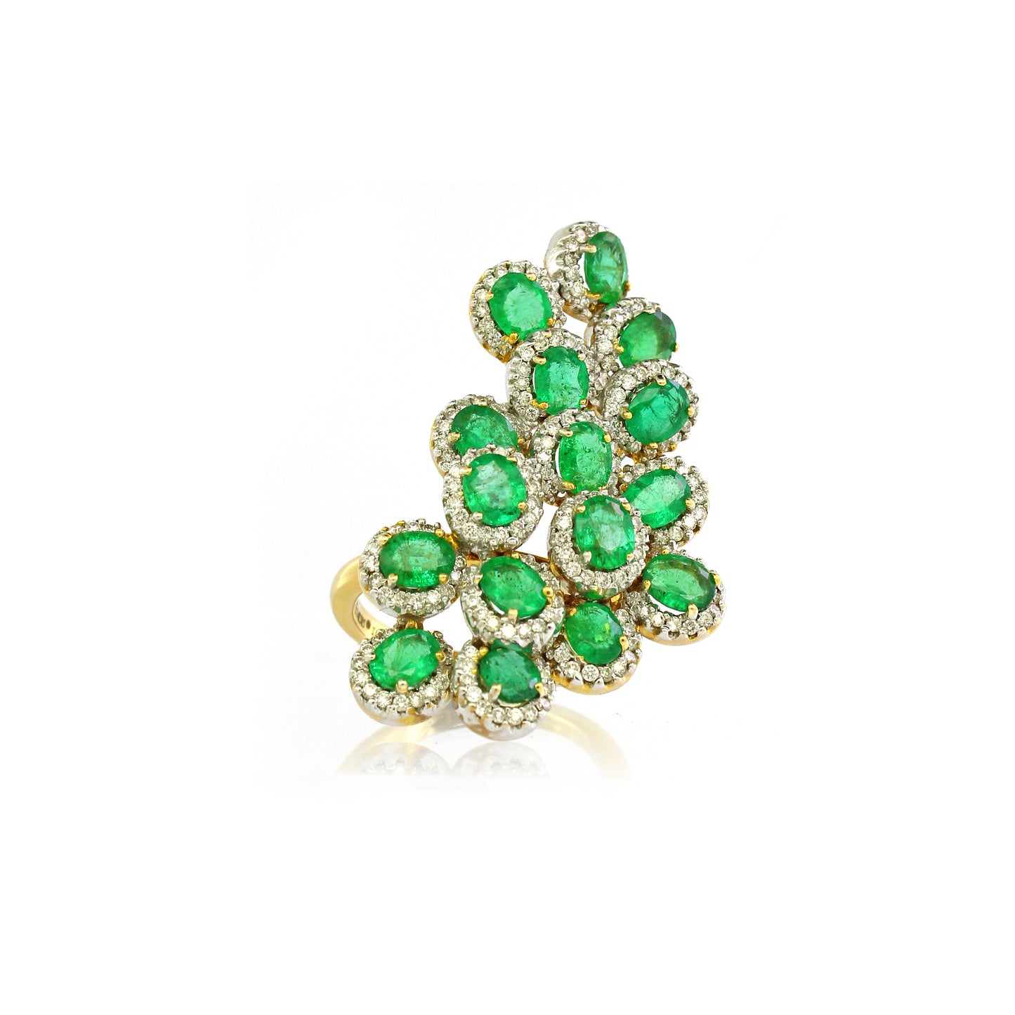 1.32 ct Oval Emerald with White Diamond Ring in 14K Gold