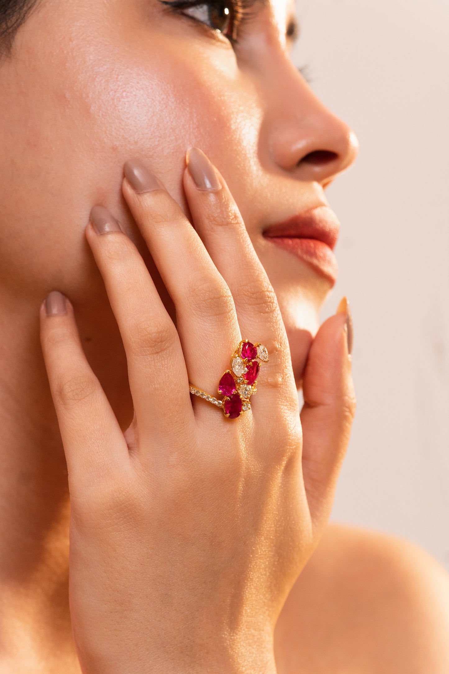 Ruby & Diamond Double Band Ring