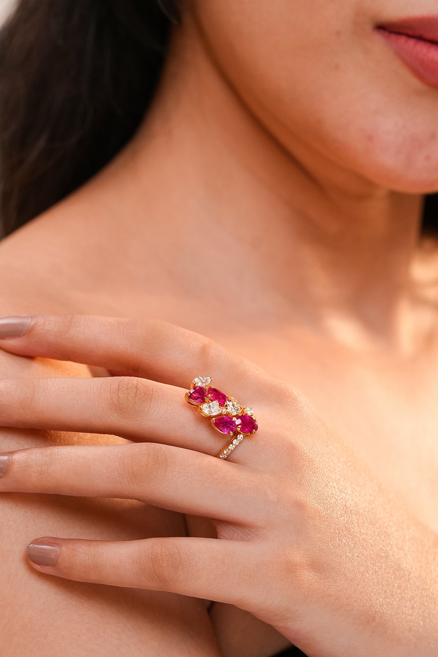 Ruby & Diamond Double Band Ring