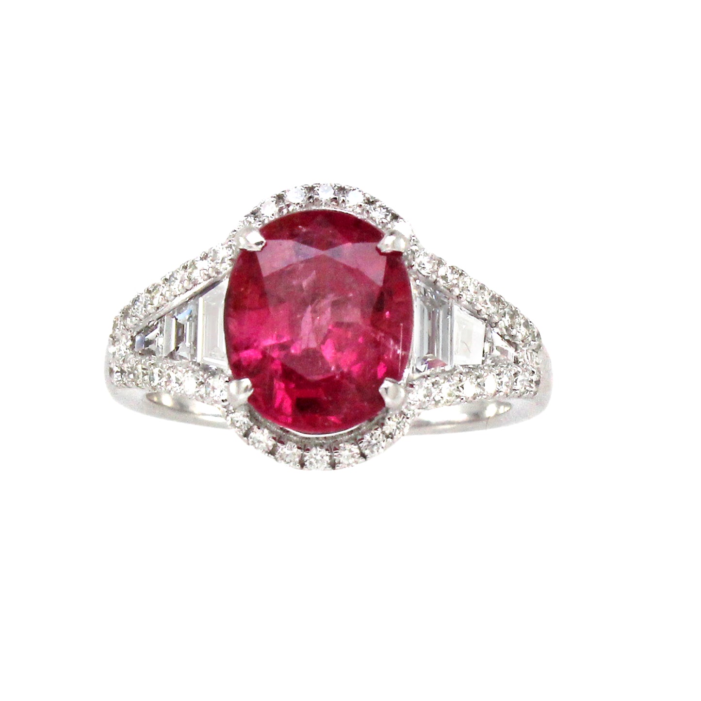0.75 ct Oval Emerald with White Diamond Ring in 18K Gold