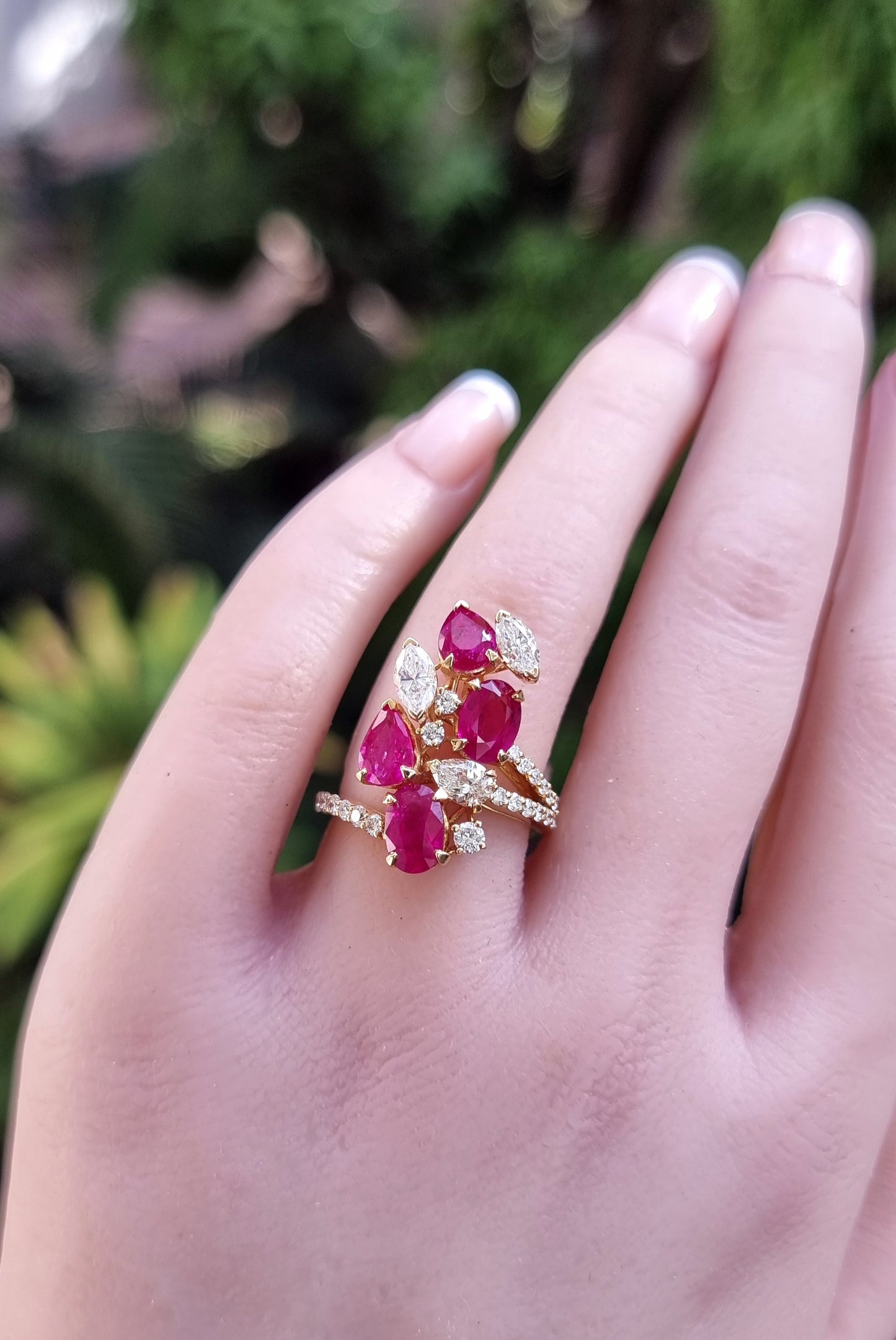 Ruby & Diamond Double Band Ring