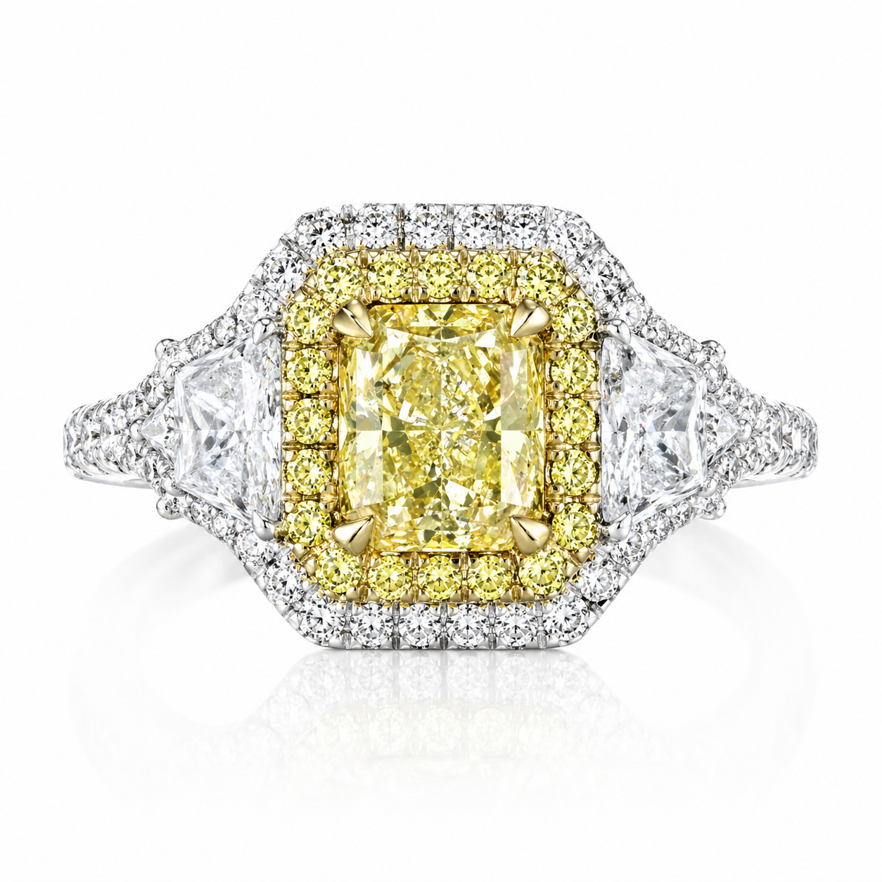 Fancy Yellow Cushion Diamond Halo Ring
