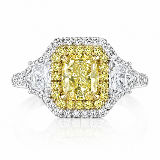 Fancy Yellow Cushion Diamond Halo Ring