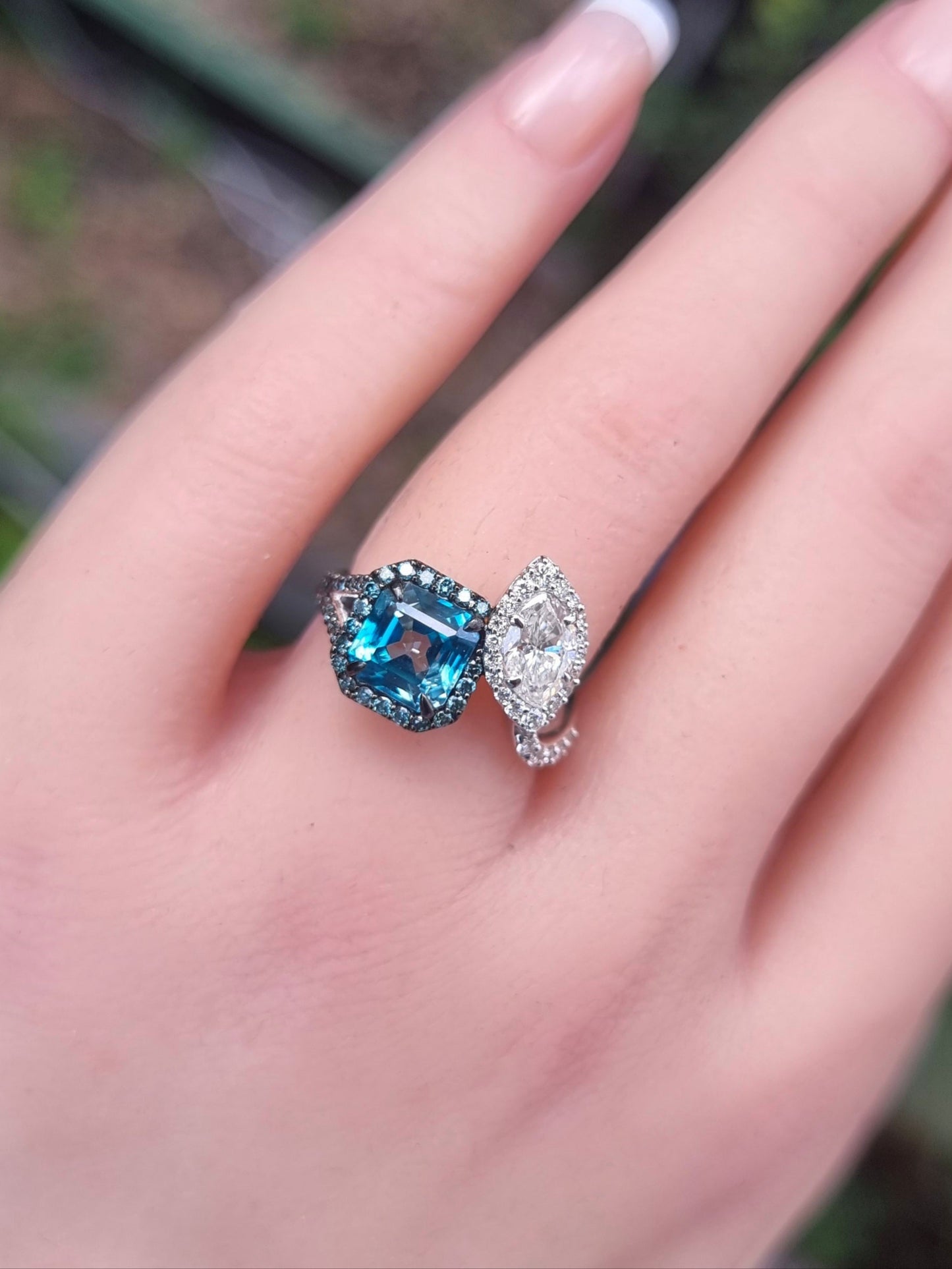 Zircon & Marquise Toi et Moi Ring