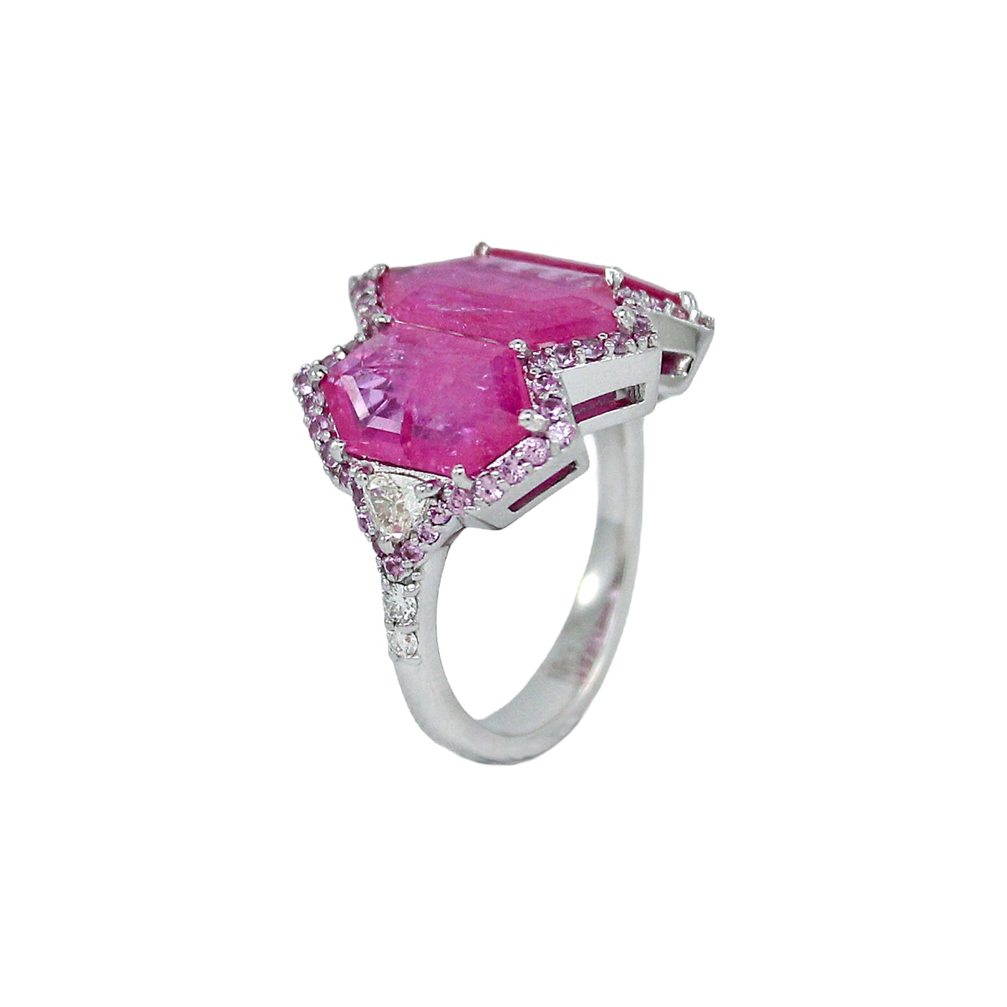 0.33 ct Emerald Cut Sapphire with White Diamond Ring in 18K Gold