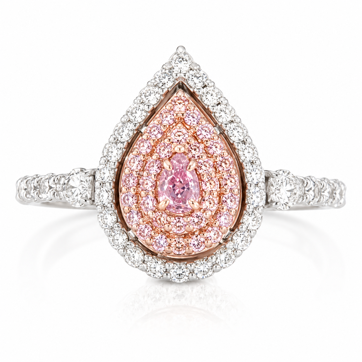 Pear-Shaped Pink Diamond Halo Ring