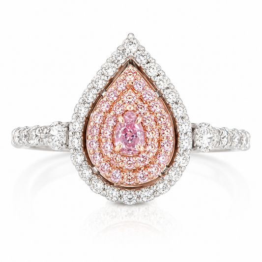Pear-Shaped Pink Diamond Halo Ring