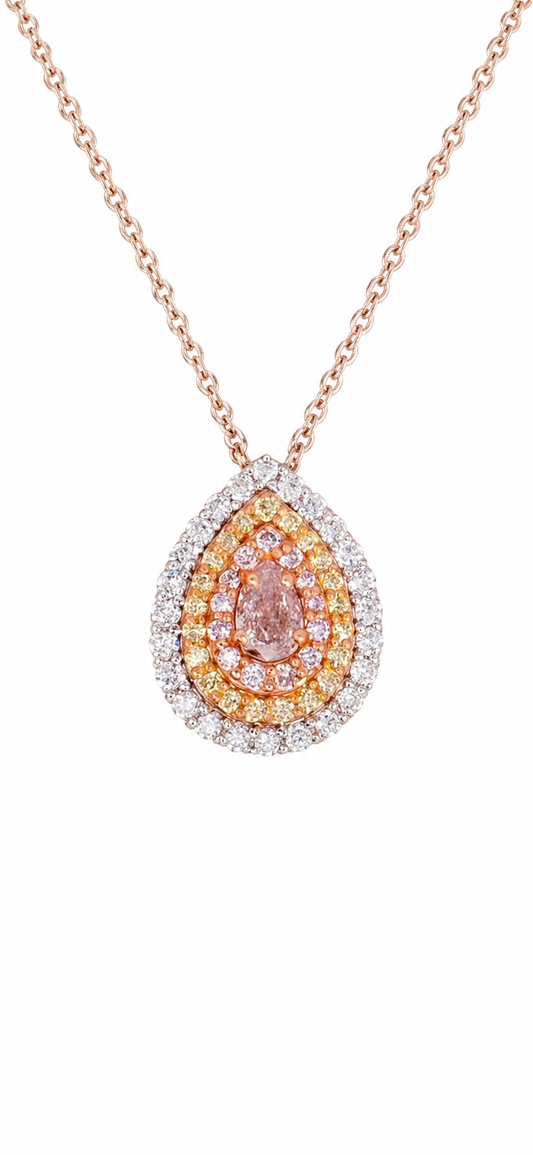 Pear-Shaped Pink Diamond Halo Pendant