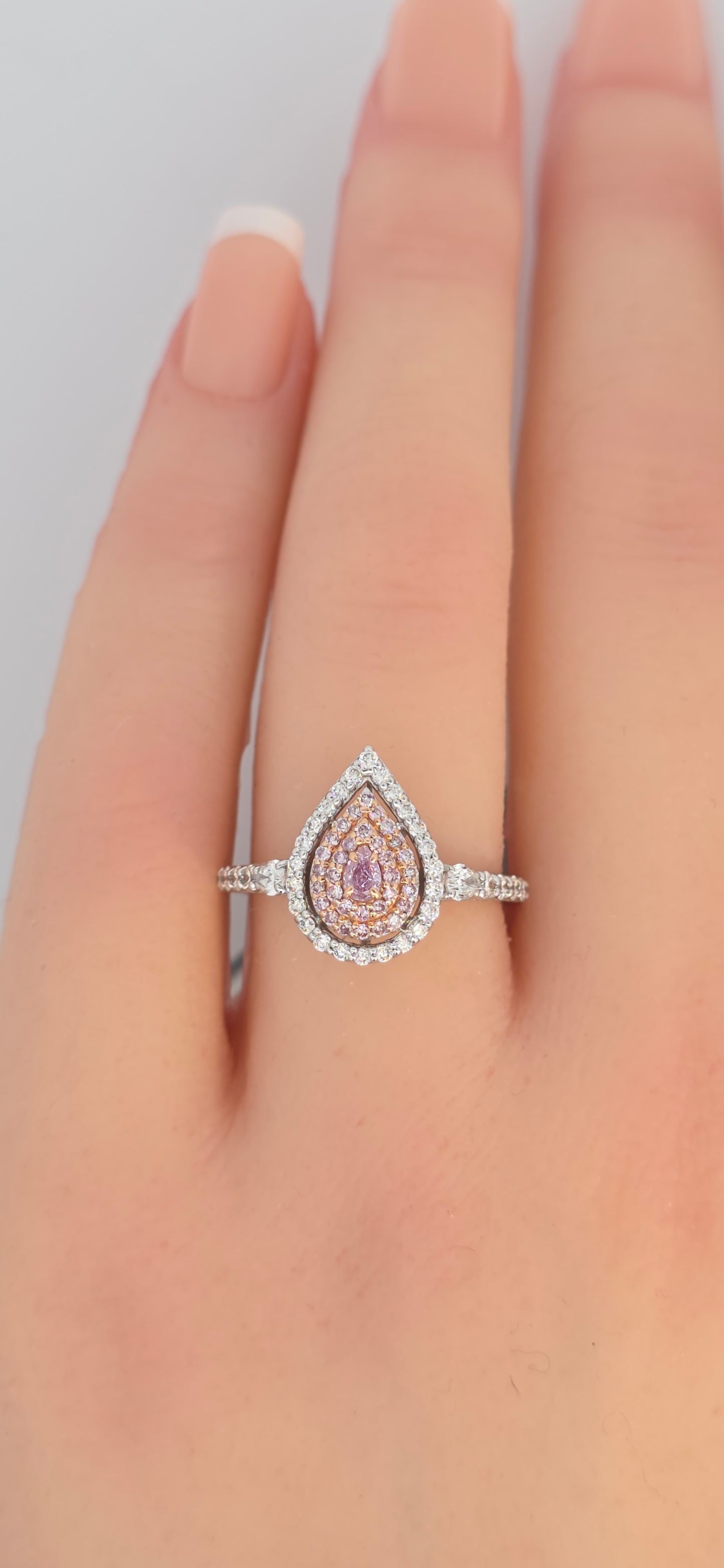 Pear-Shaped Pink Diamond Halo Ring